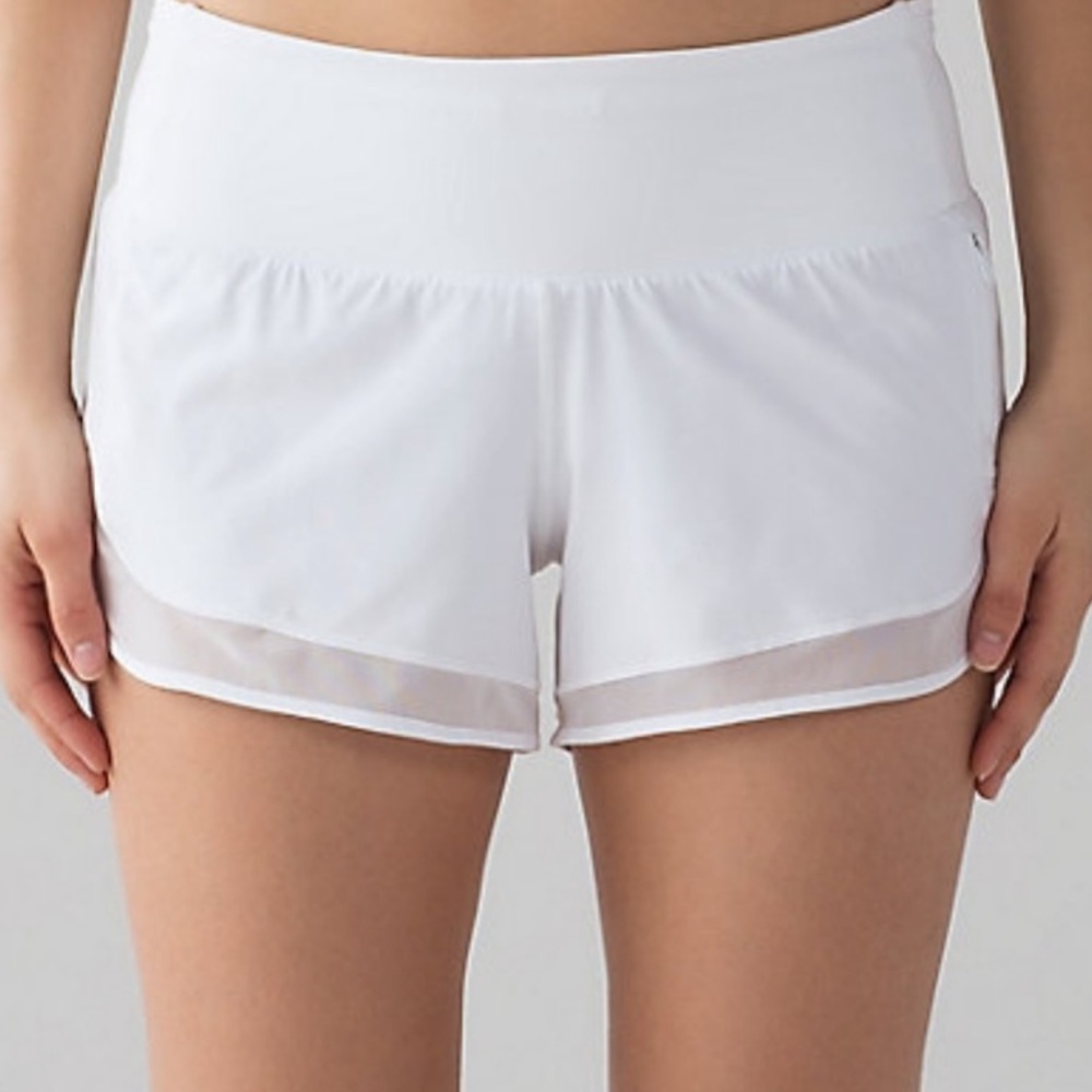 Lululemon Mind Over Miles white shorts